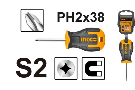 Купить INGCO INDUSTRIAL Отвертка крестовая PH2 x 38мм  HS68PH2038 фото №2