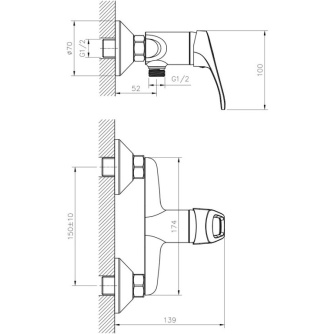 Купить Смеситель Decoroom DR21056 для душа  хром фото №2