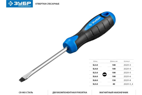 Купить ЗУБР Профессионал SL5x40 отвертка фото №2