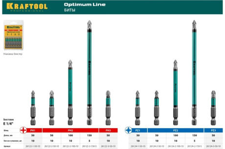 Купить Биты KRAFTOOL Optimum Line PH2 50 мм  10 шт. 26122-2-50-10 фото №6