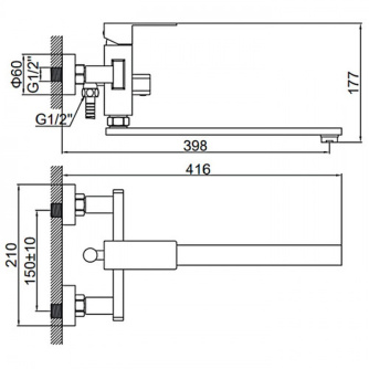 Купить Смеситель д/ванны с длинным изливом  нерж. L72233  LEDEME L72233 фото №4